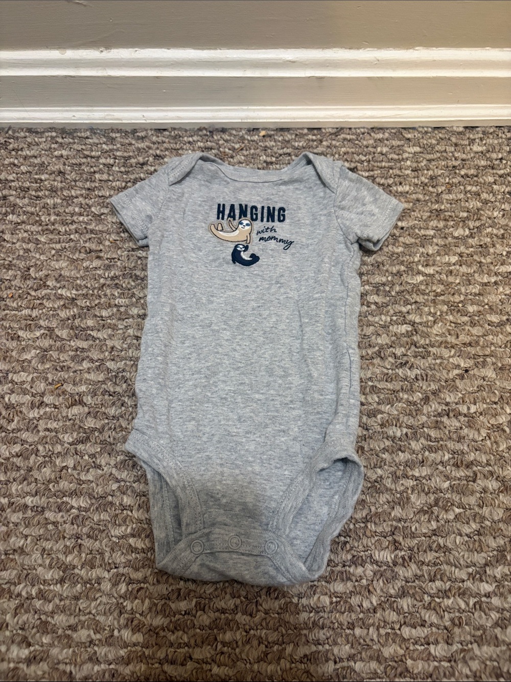 Carters Grey Baby One-Piece Hanging with Mommy onsie